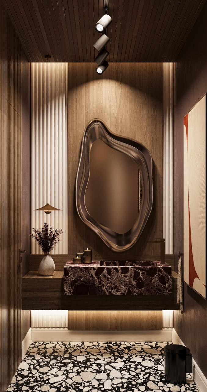 حمّام فاخر بتصميم فني ينبض بالفخامة والابتكار