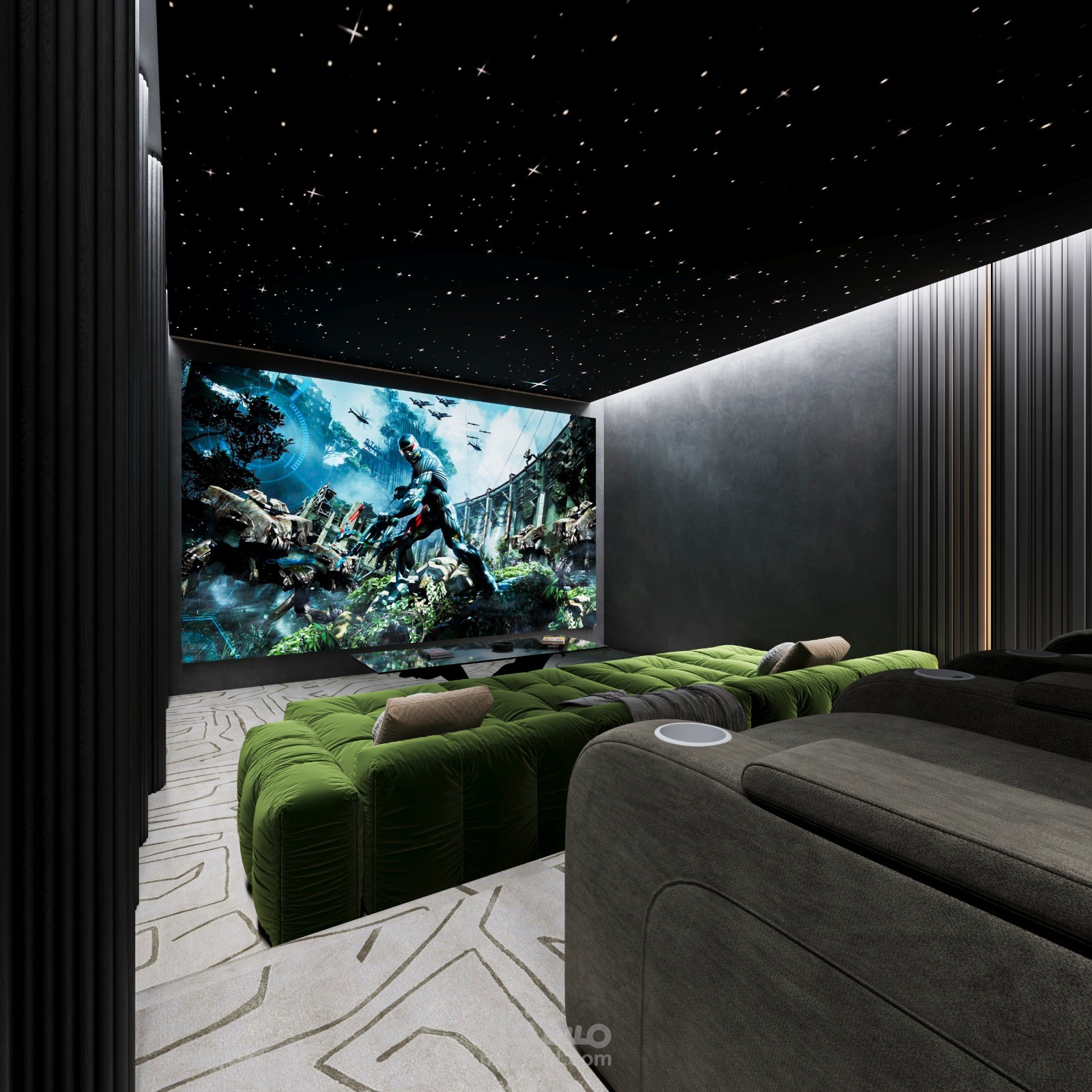 ديكور غرفة سينما داخلية مودرن في السعودية