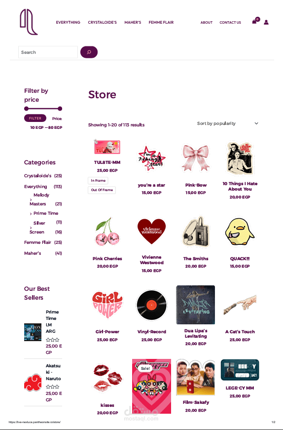 wordpress site for a sticker business
