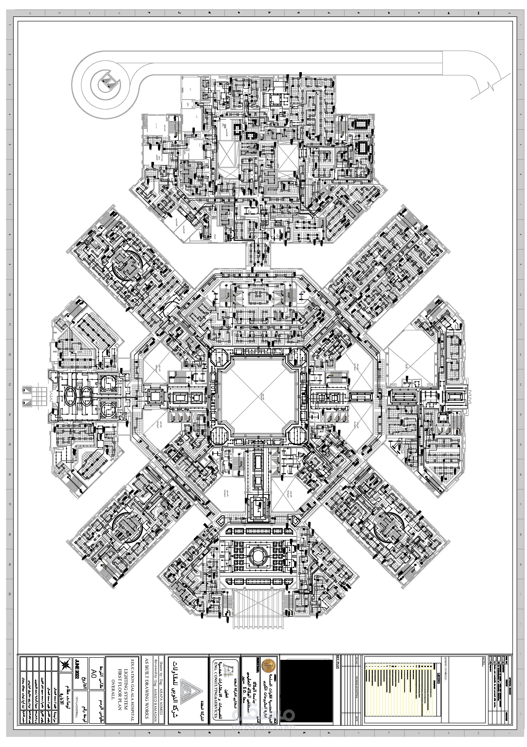 عمل الرسومات التصميمية والاسبلت لمستشفى الجلالة الجامعى600 سرير