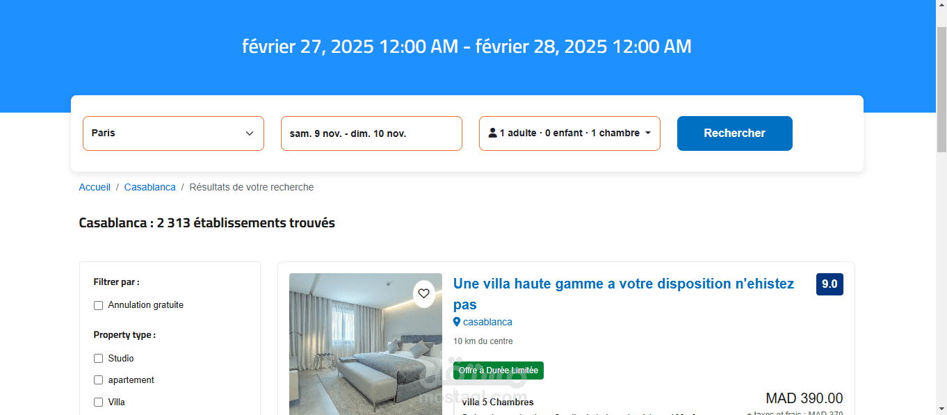 منصة ويب Booking & Rental