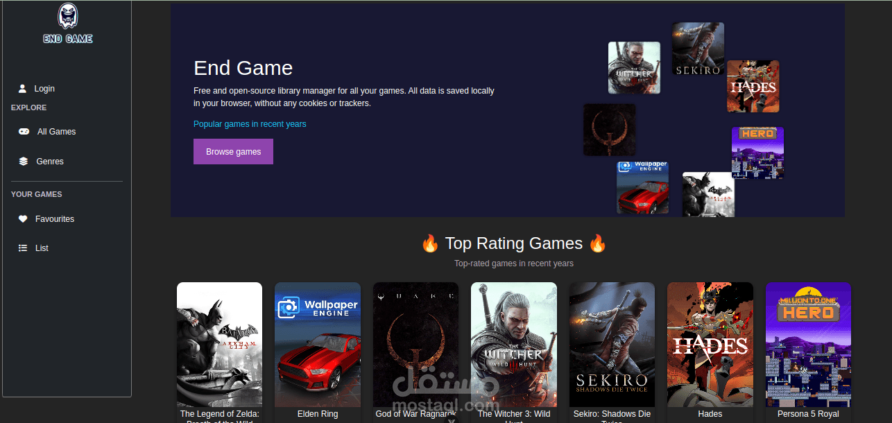 واجهة عرض تصنيفات الألعاب باستخدام Vue.js وTailwind CSS