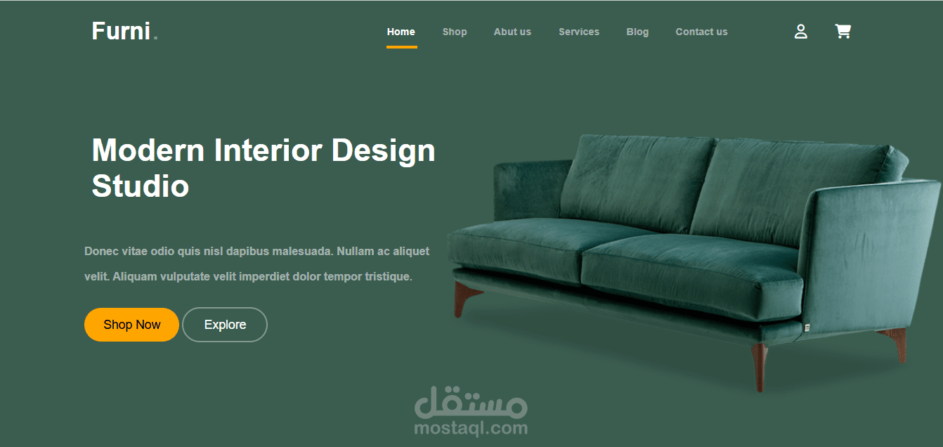 تصميم صفحة هبوط لمتجر أثاث باستخدام HTML وCSS وJavaScript