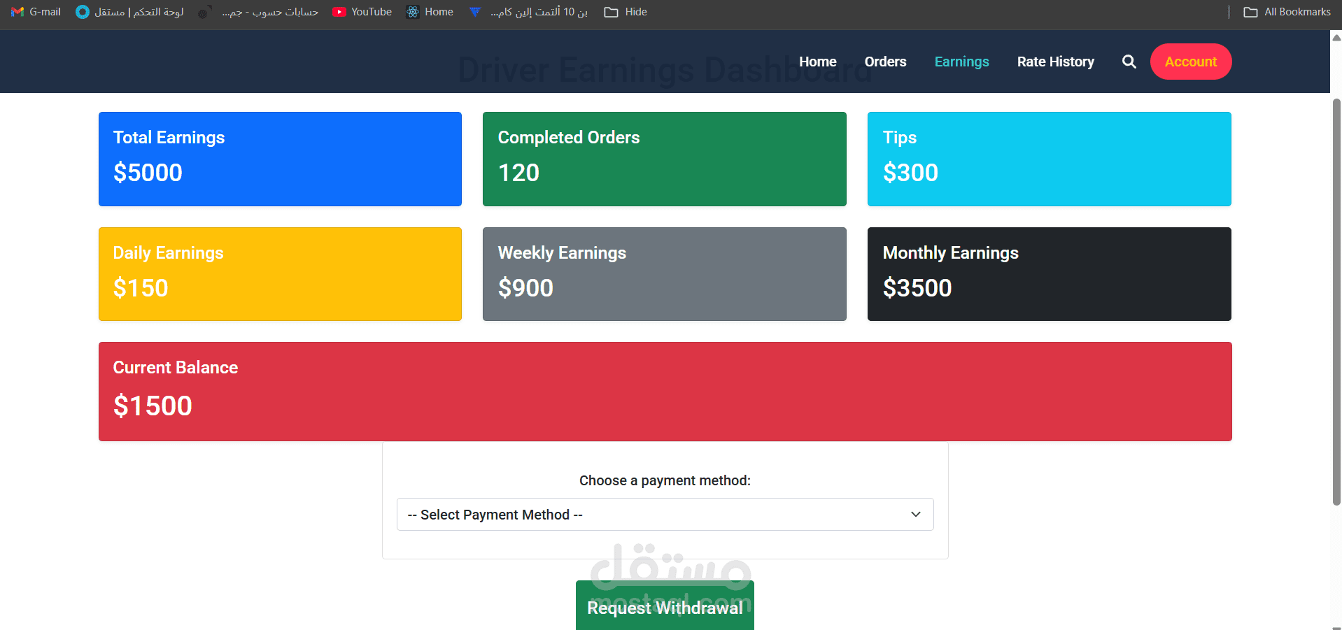 نظام موقع توصيل طلبات (الطرود والمستندات,توصيل البقالة والمنتجات الاستهلاكيه,الطعام والمشروبات,الاجهزه الالكترونيه..الخ) Order Delivery System باستخدام ال net framwork && sql server &React js & Bootstrap