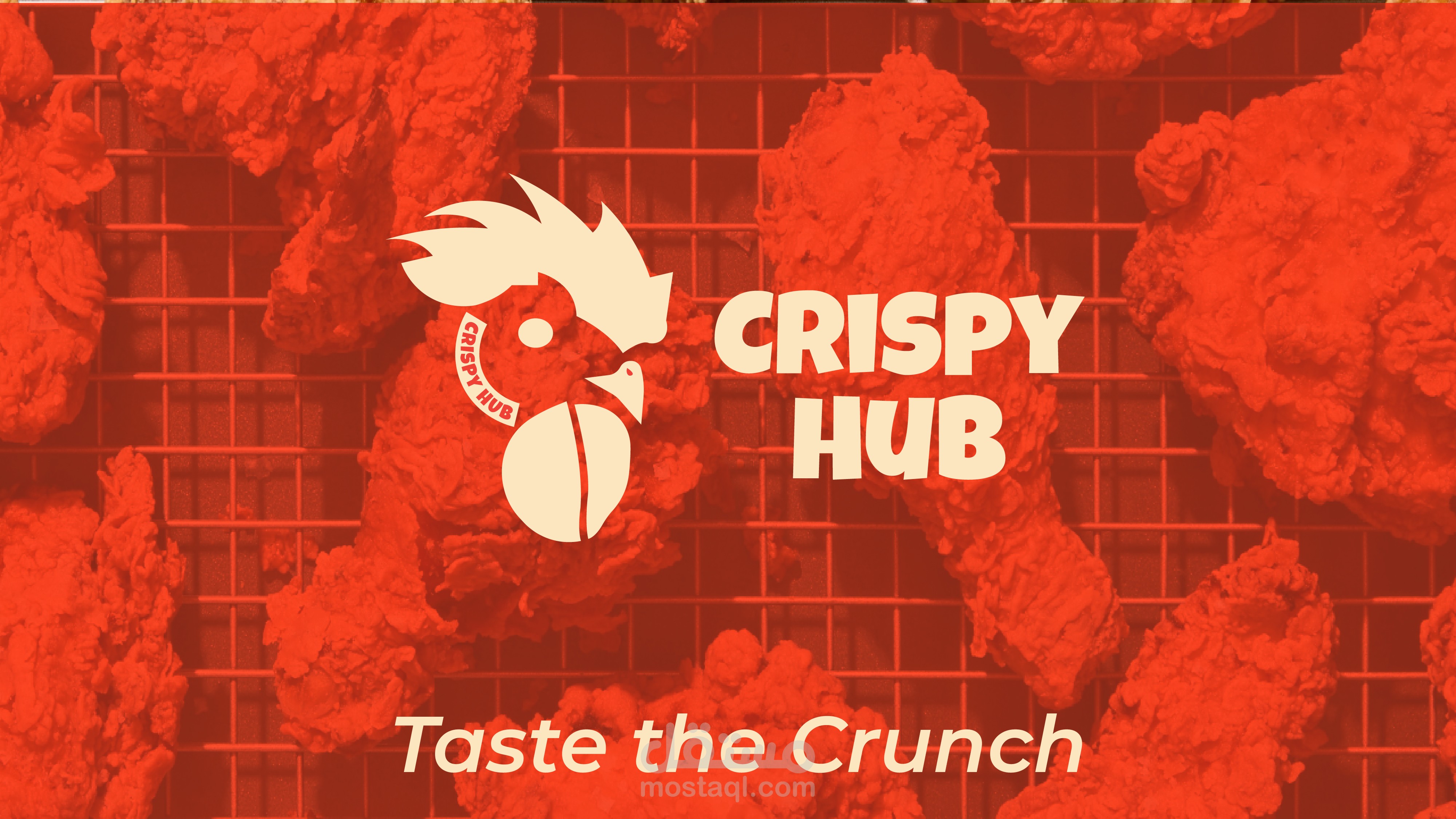 تصميم هوية بصرية احترافية لمطعم Crispy Hub في الرياض | براند مطاعم دجاج