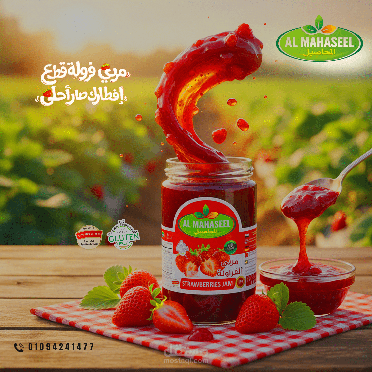 صميم إعلان "مربى فراولة طبيعية" - براند المحاصيل.