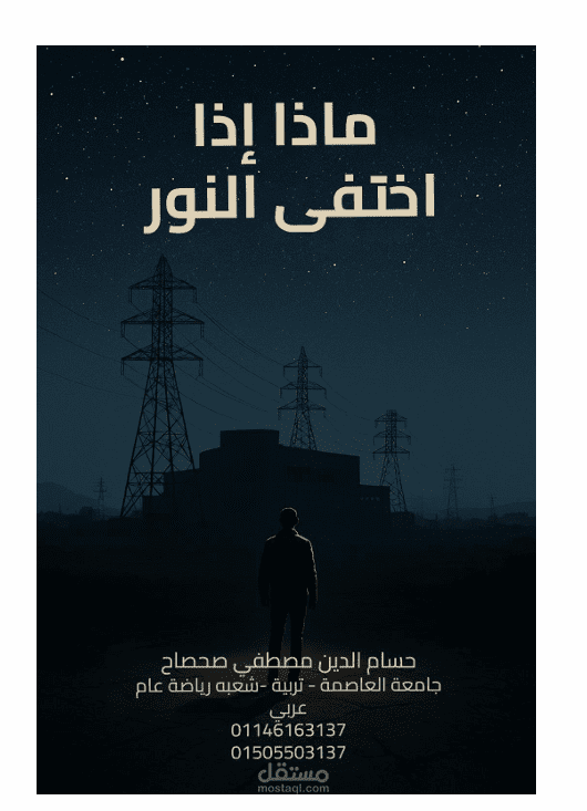 تأليف قصة خيال علمي ديستوبية (ماذا إذا اختفى النور؟) - صالحة للبودكاست والألعاب (ملاحظة: استخدام كلمة "ديستوبية" يعطي انطباعاً احترافياً بأنك تعرف تصنيفات الأدب، وتعني أدب المجتمعات المنهارة).
