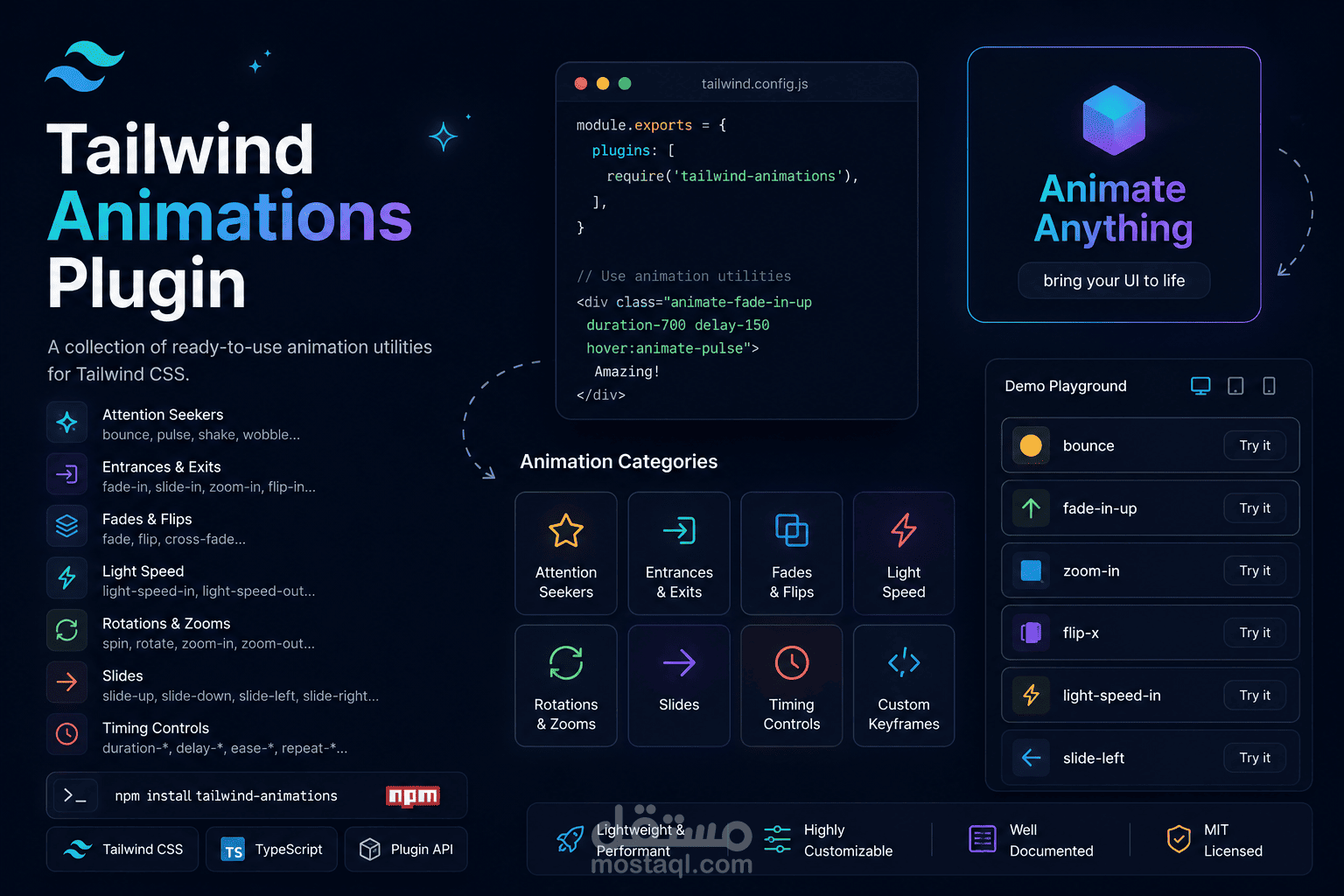 مكتبة Tailwind Animations Plugin لإضافة الرسوم المتحركة بسهولة لمشاريع الويب