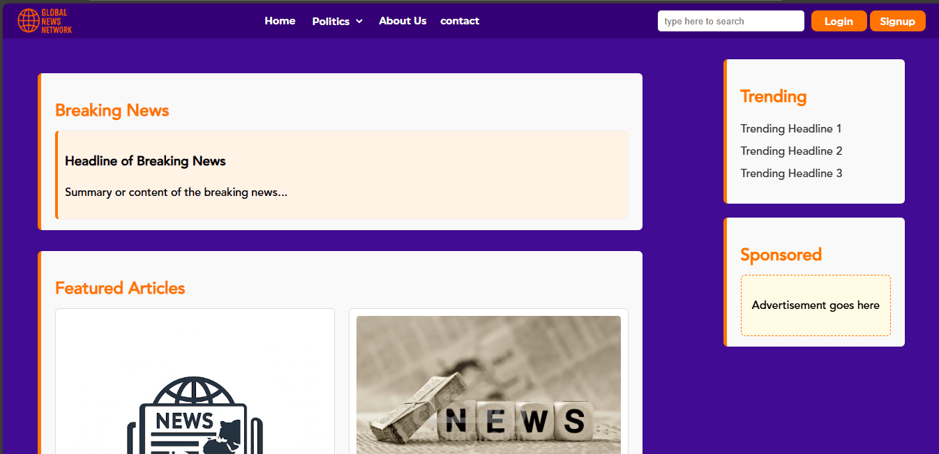 موقع اخباري بسيط