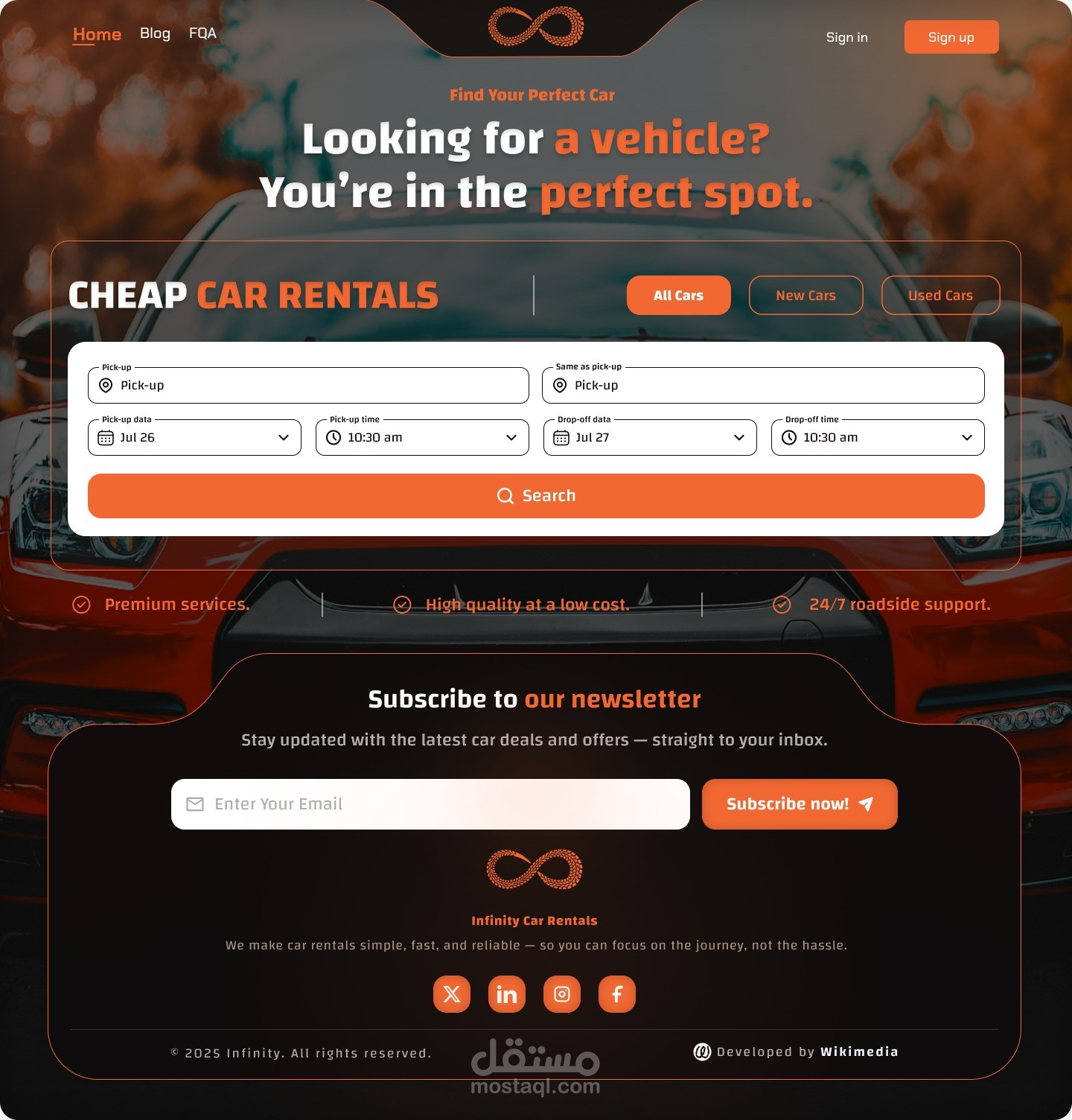 نظام وحجز تأجير السيارات | Infinity Rent a Car Qatar