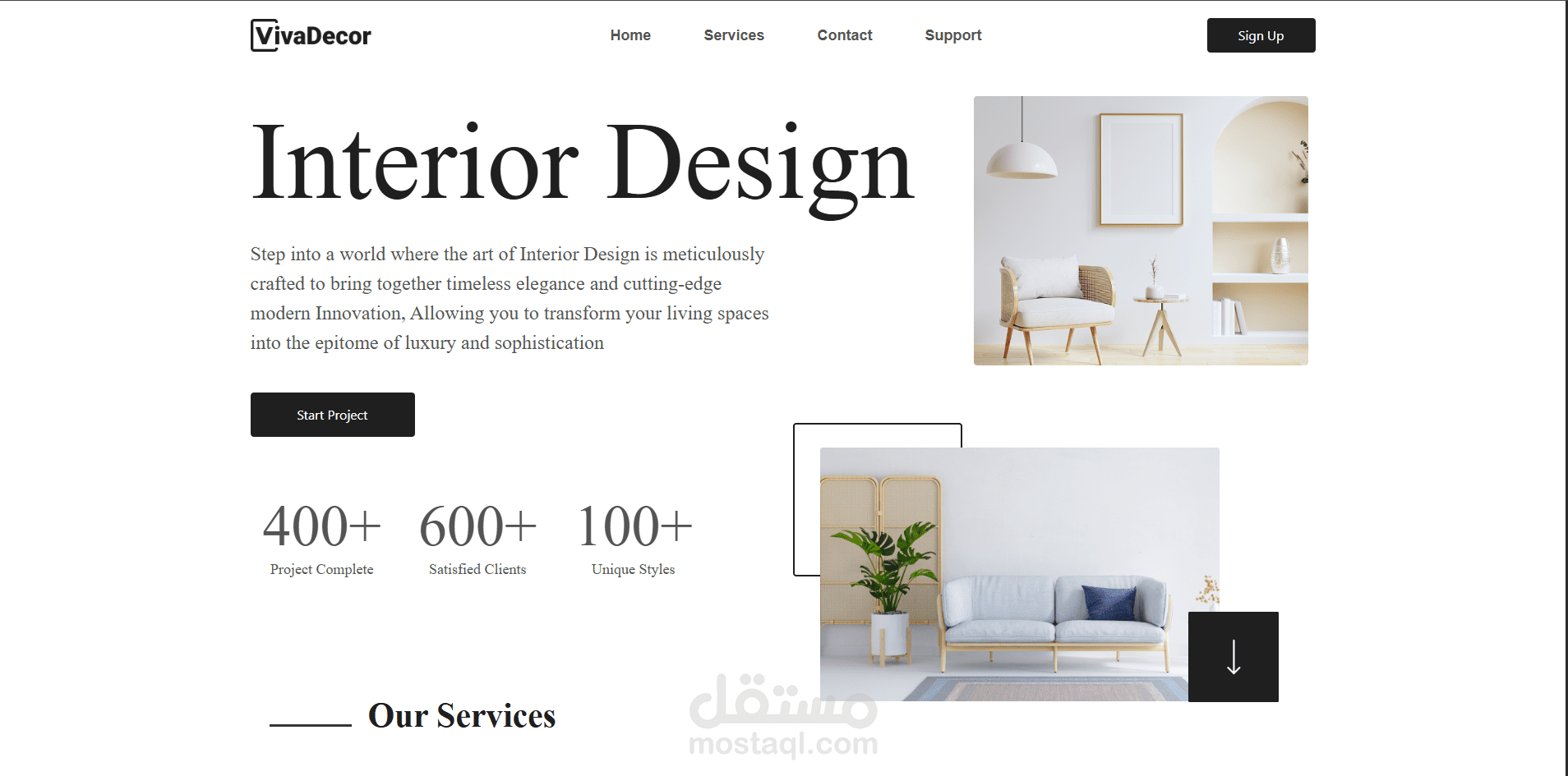 تصميم Landing Page احترافية لشركة Interior Design لزيادة العملاء