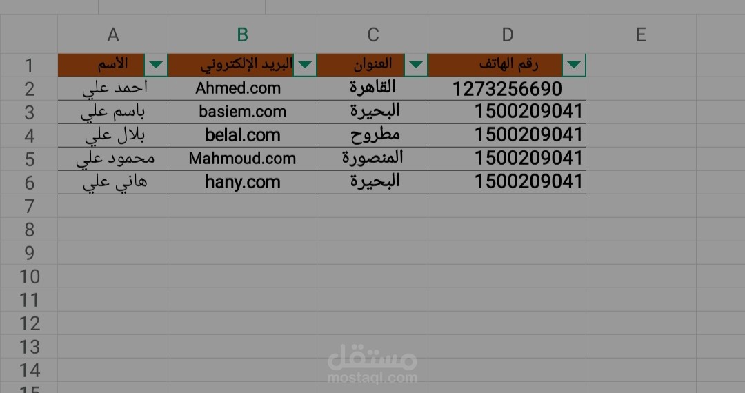 "تنظيم بيانات العملاء والمبيعات في Excel"