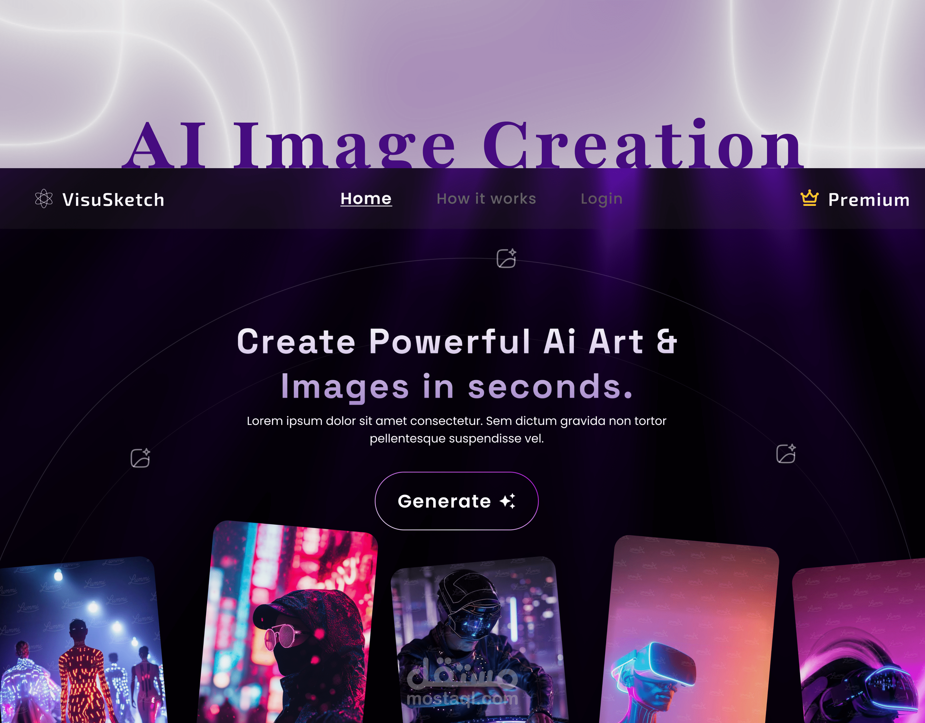 Prototype Design for an AI Image Generation Landing Page