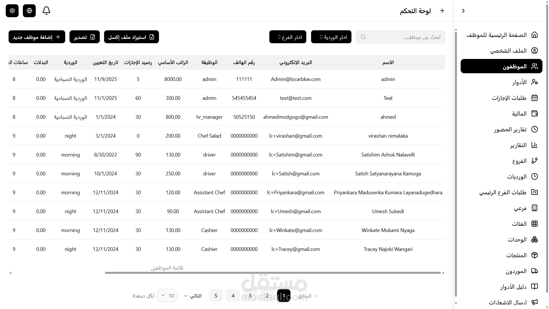 نظام إدارة الموظفين والفروع HR