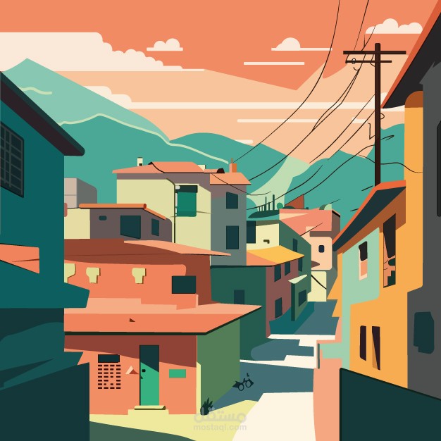 رسم كرتوني لمنازل