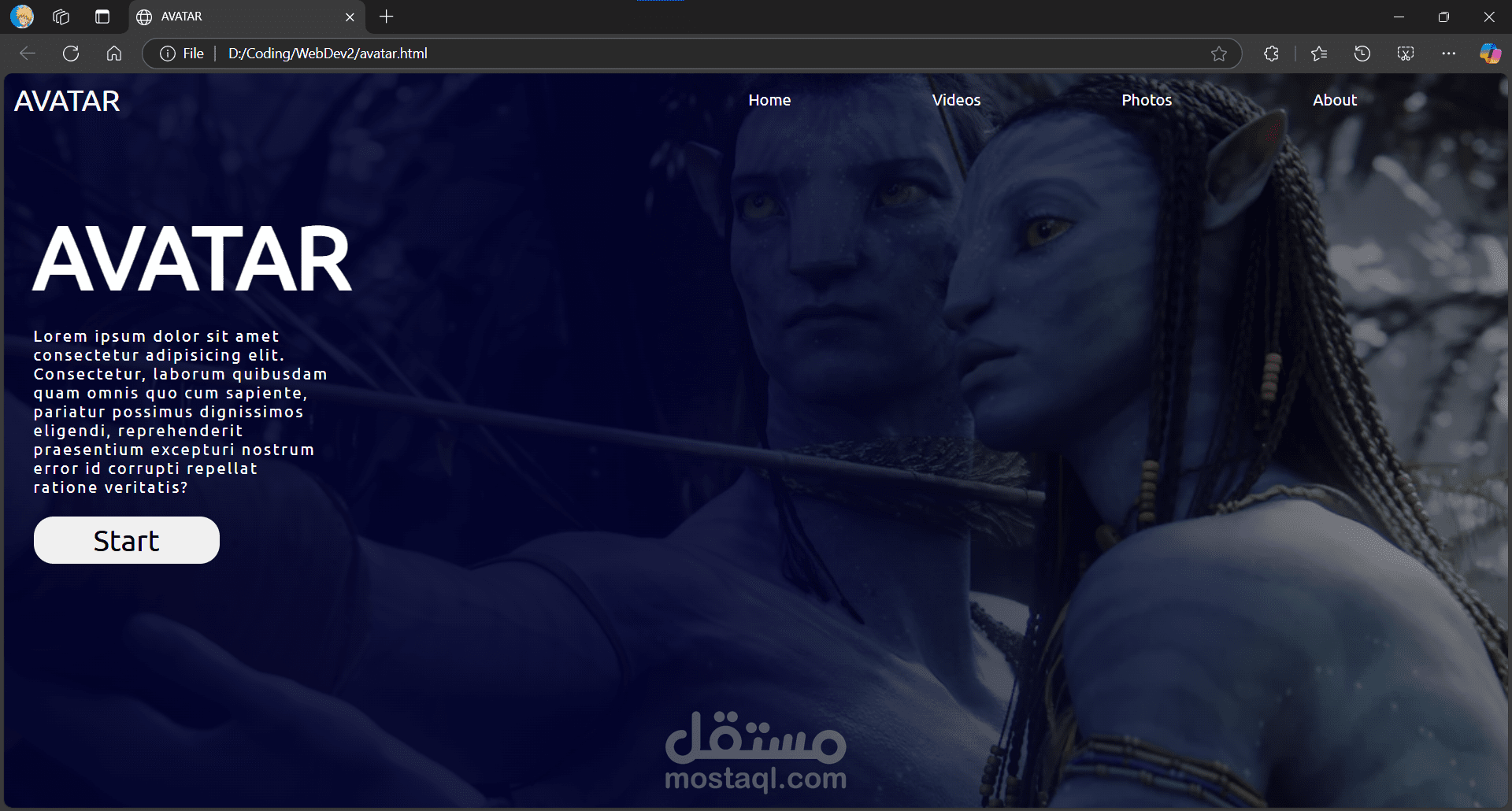 تصميم الصفحة الرئيسية لموقع