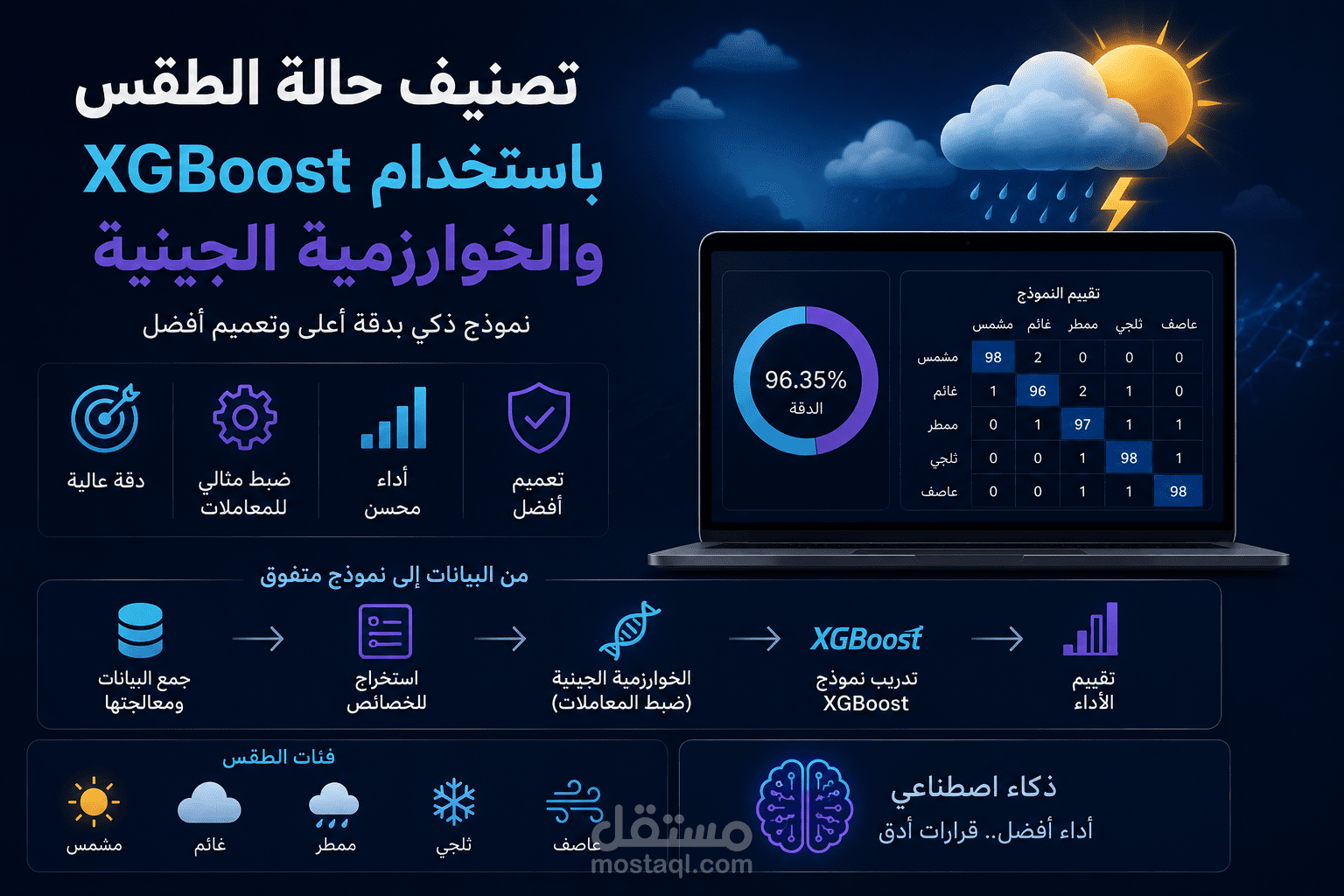 تصنيف حالة الطقس باستخدام XGBoost و التحسين - Optimized Weather Classification using XGBoost & Genetic Algorithm