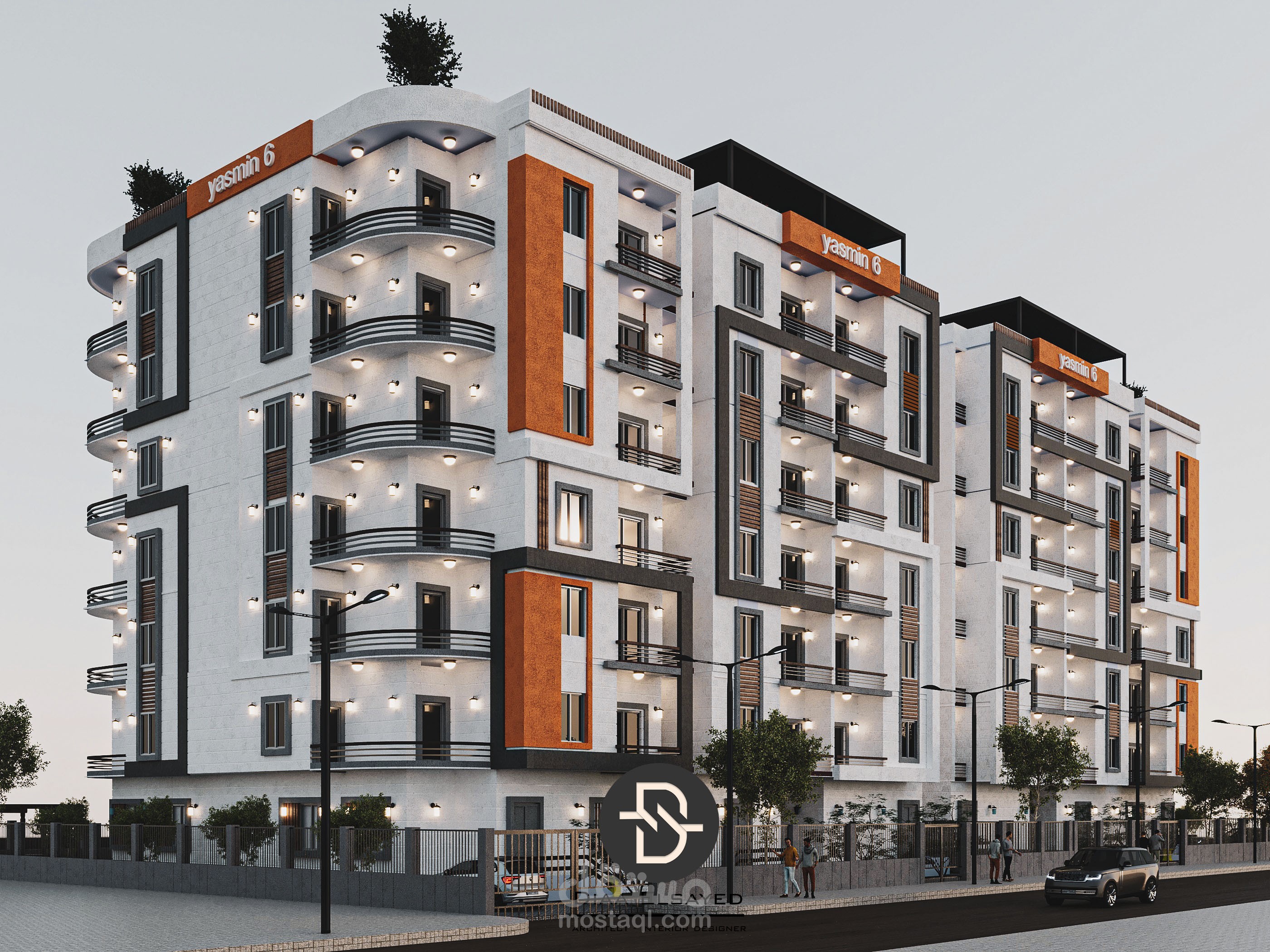 تصميم واجهه لعمارة سكنية (طراز المودرن)