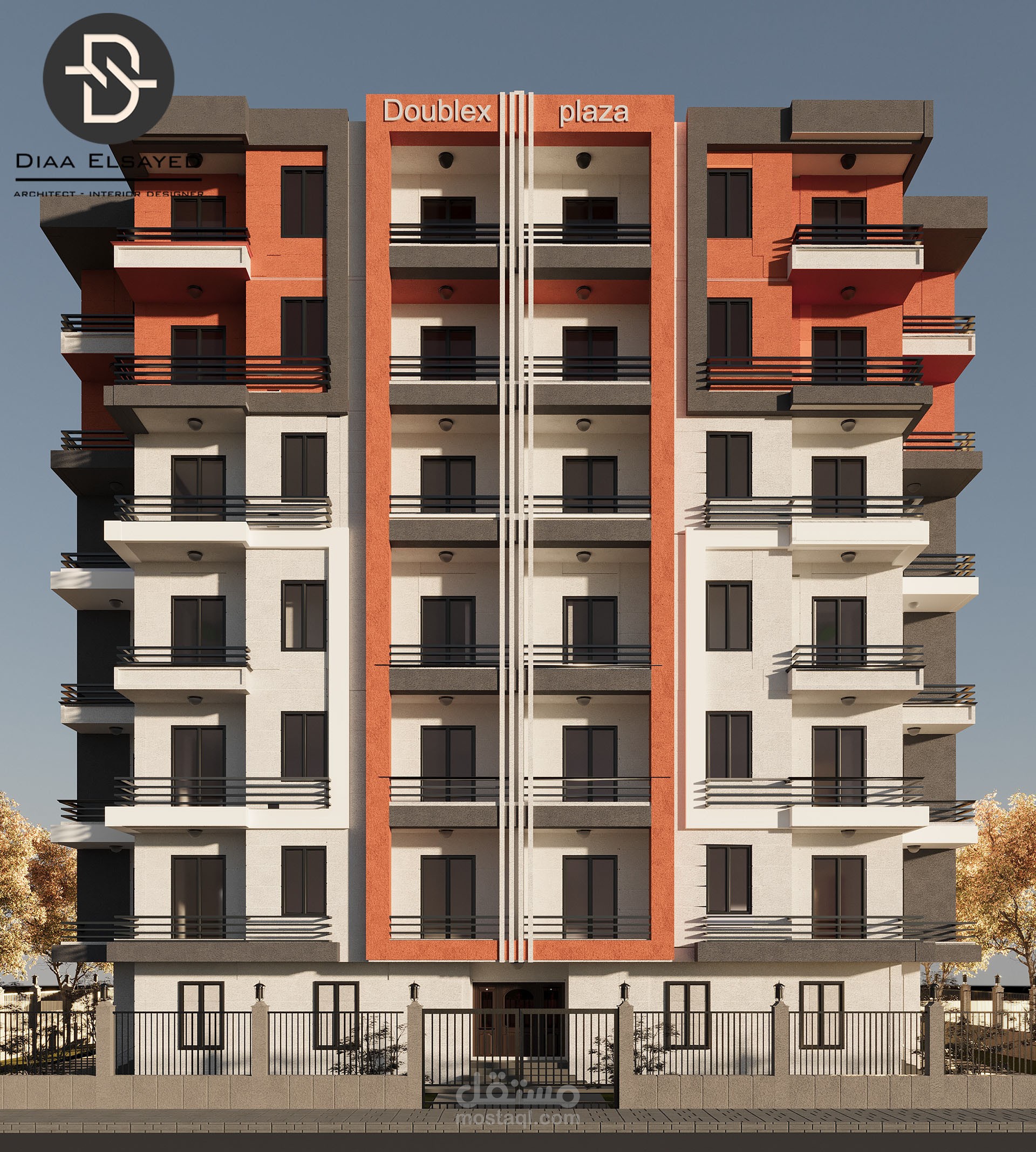 تصميم خارجي لواجهه عمارة سكنية