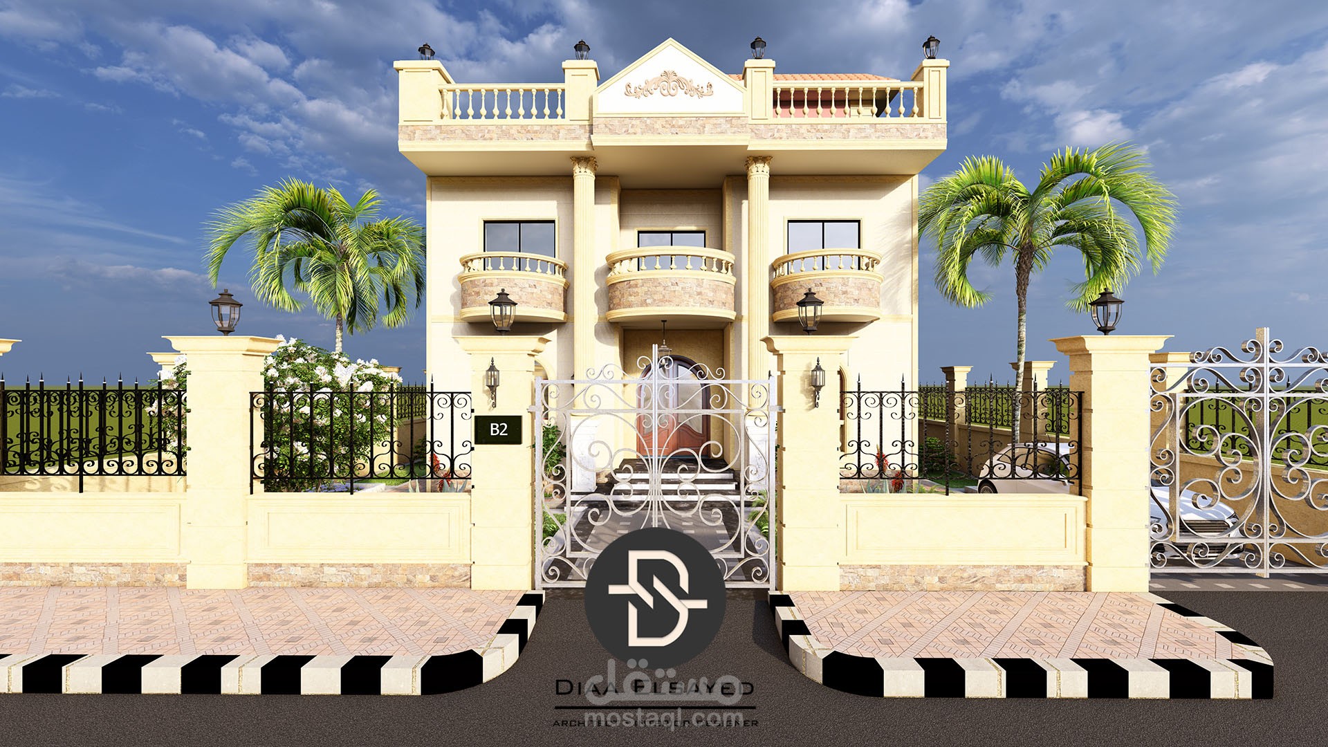 تصميم فيلا علي الطراز الكلاسيك + لاند سكيب