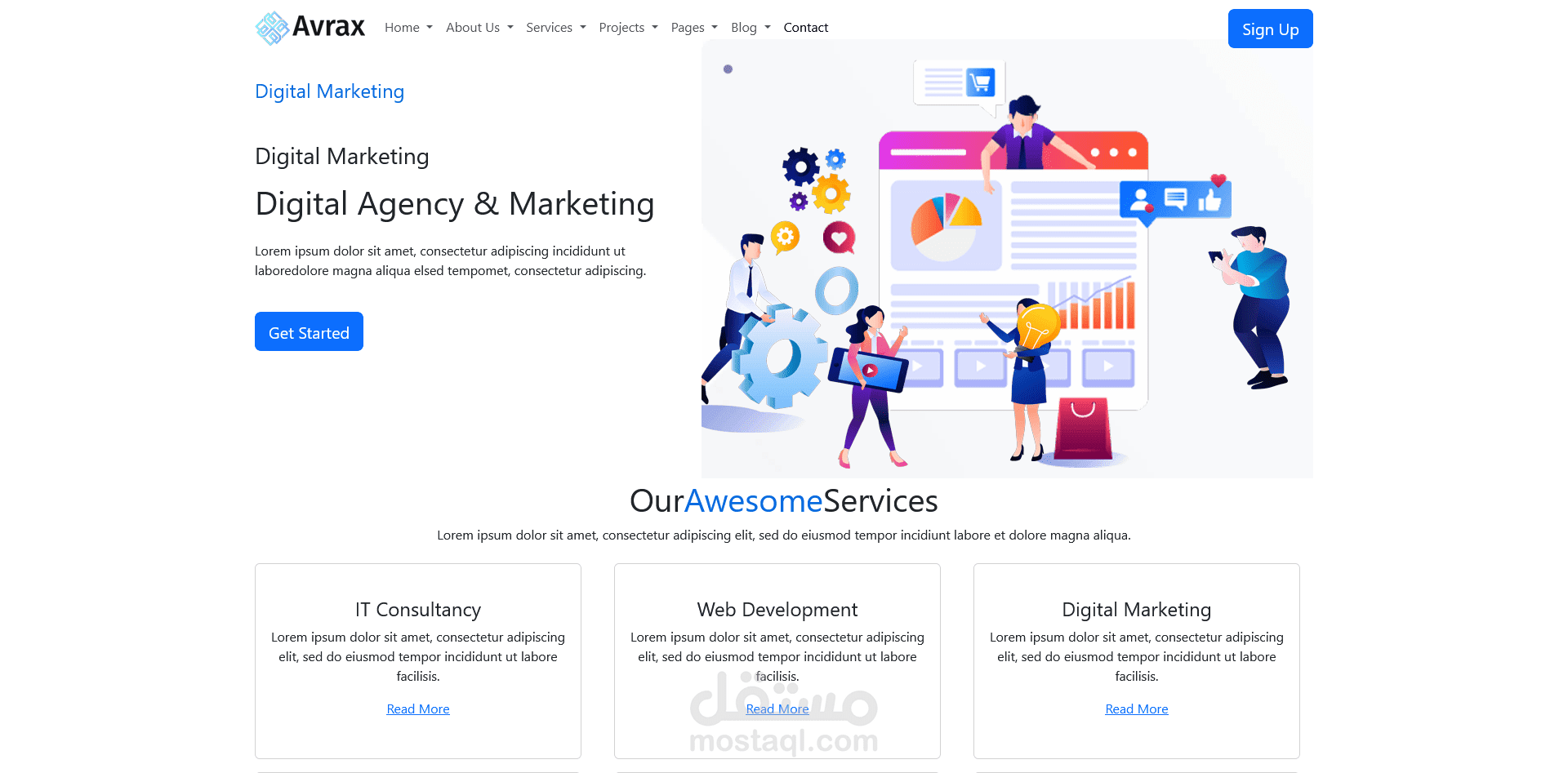 تصميم وتطوير موقع شركة (Avrax Agency )  متجاوب باحترافية