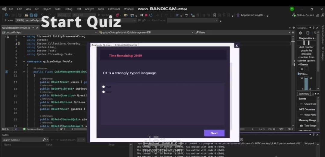 Quiz System باستخدام Entity Framework و Windows Forms