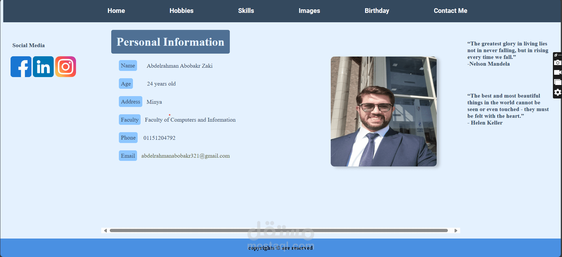 عمل صفحة بورتفوليو بإستخدام HTML و CSS