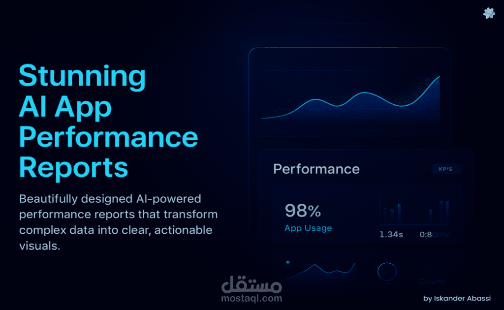 تصميم تقرير أداء تطبيقات الذكاء الاصطناعي باحترافية عالية