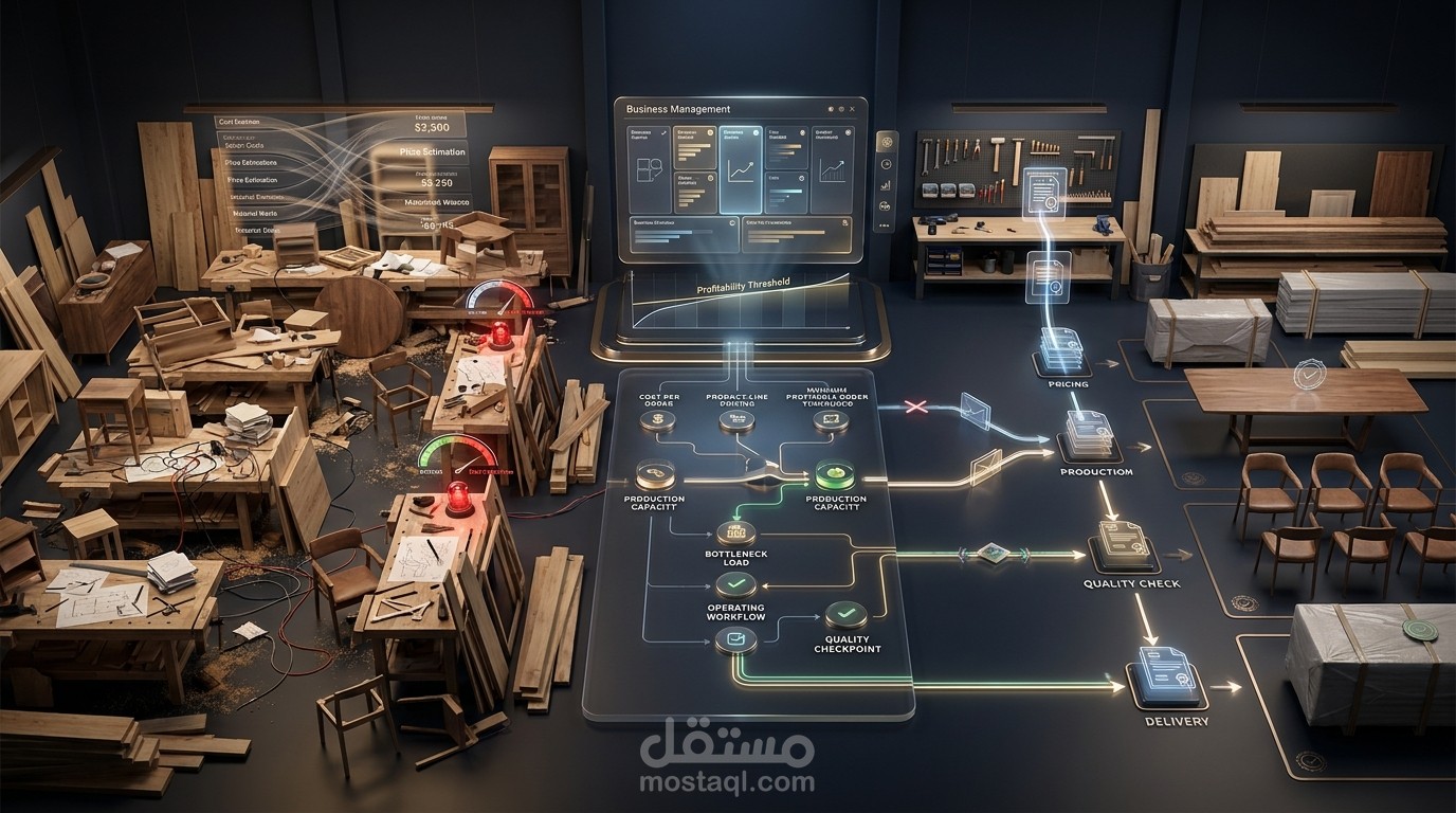 نموذج عمل ورشة تصنيع أثاث — من الصنايعية إلى تشغيل قابل للتكرار