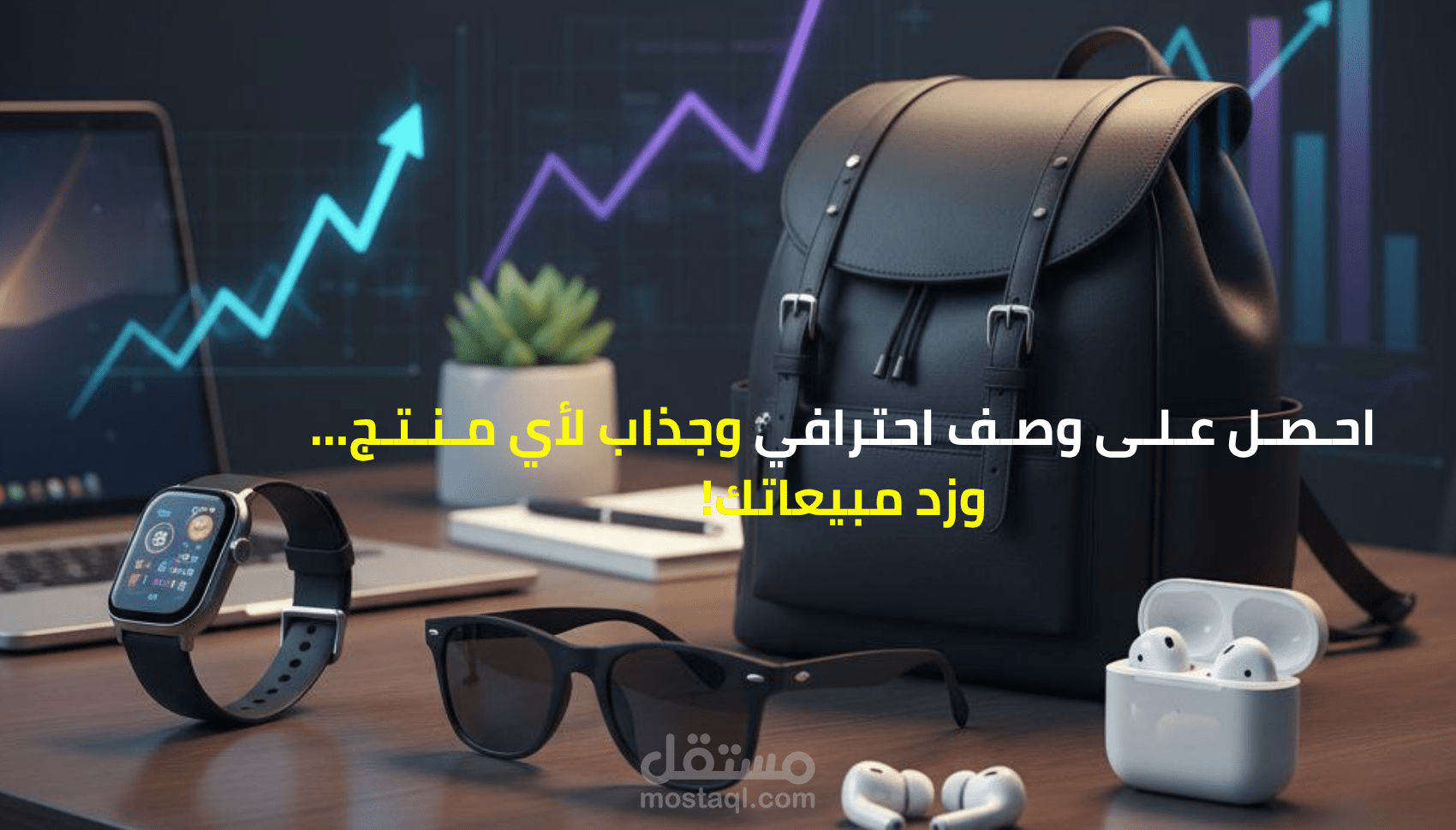 كتابة وصف منتجات يبيع قبل ما يشتري الزبون.