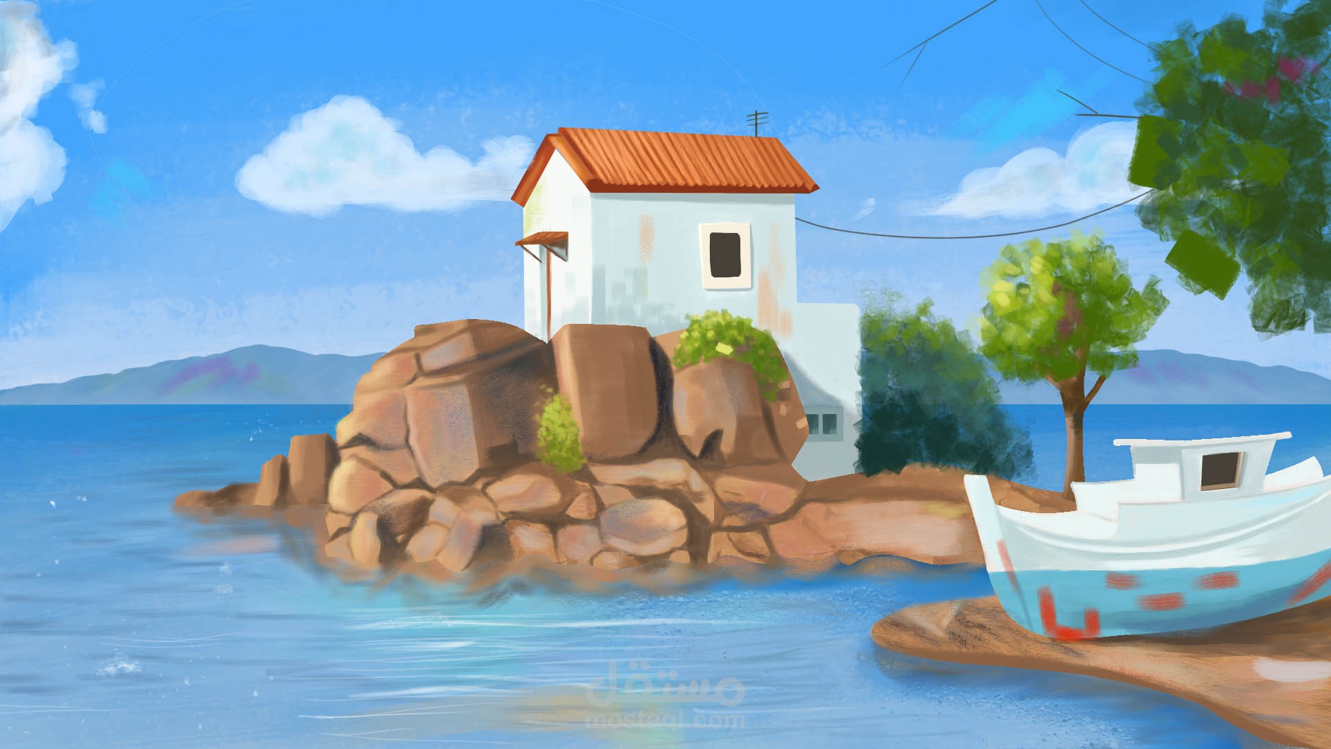 تصميم خلفية رقمية بأسلوب الرسم اليدوي