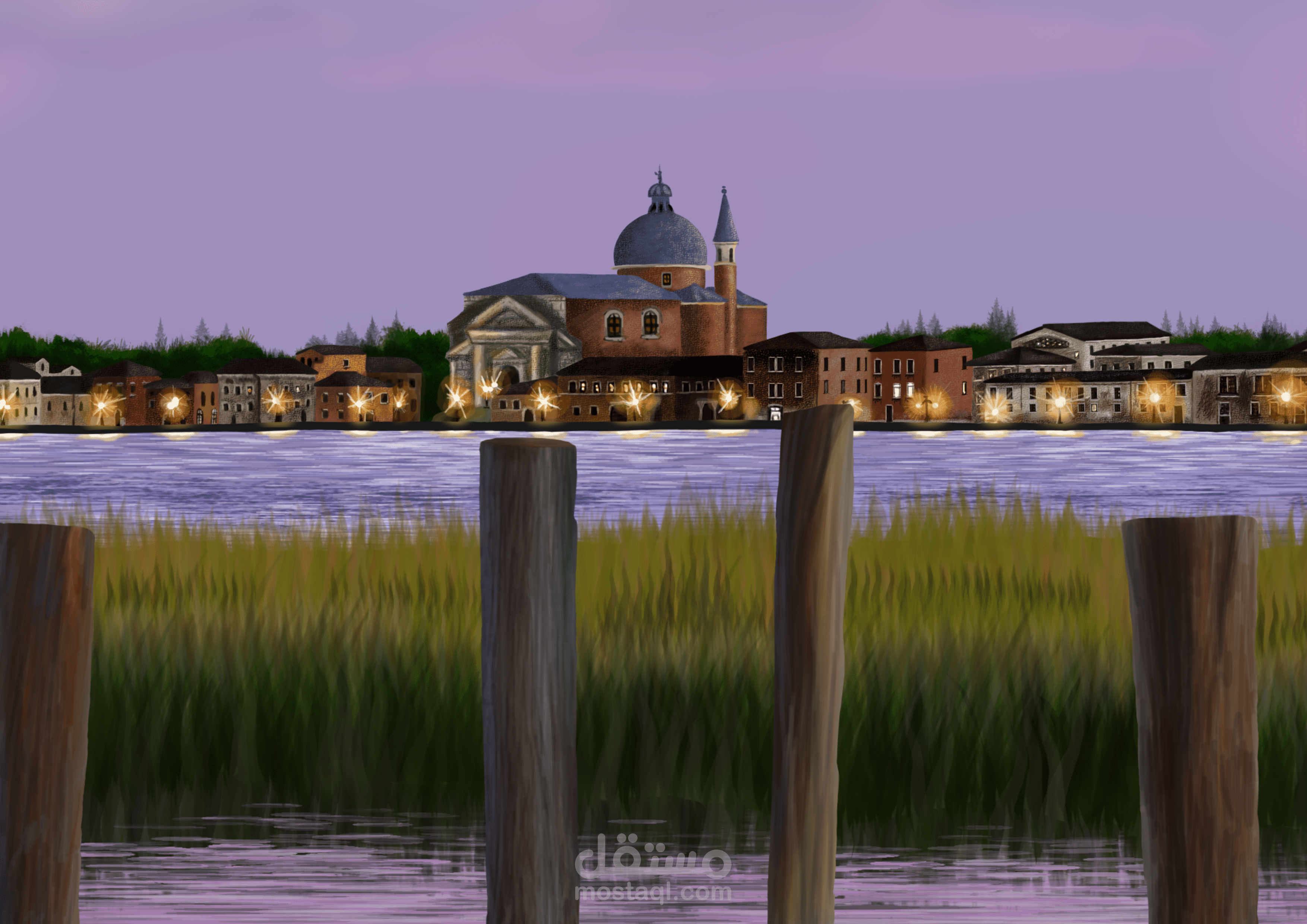 لوحة رقمية مستوحاة من مشهد صيفي