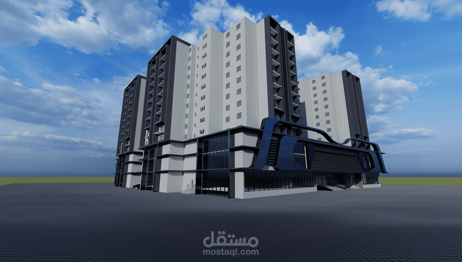 مشروع تصميم مبنى سكني تجاري – مزيج من الفخامة والوظيفية