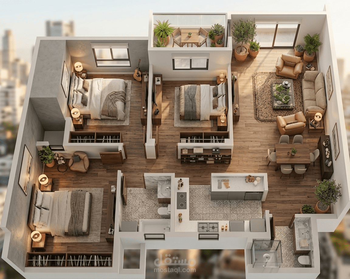 Dar Misr Apartment – Full Executive Working Drawings & Shop Drawings (100 sqm)  مشروع تصميم داخلي ومخططات تنفيذية (شوب دروينج) لشقة بدار مصر - مساحة 100 م²
