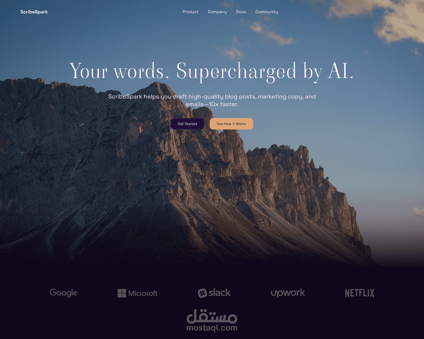 Scribe Spark - Landing page