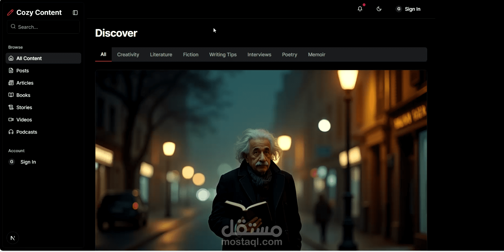 content platform, something like medium