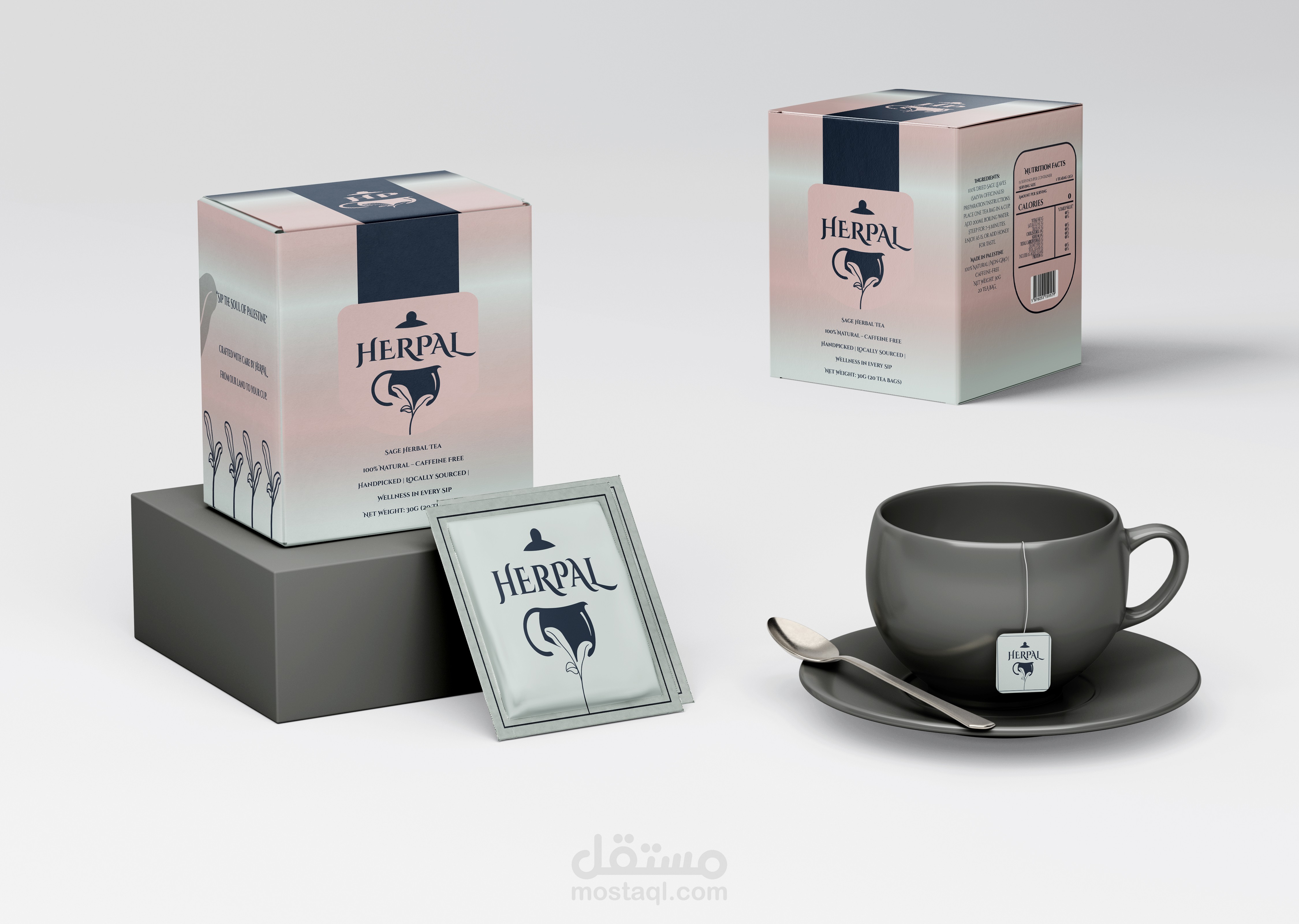 HERPAL Co. design: Sage tea box packaging and  label