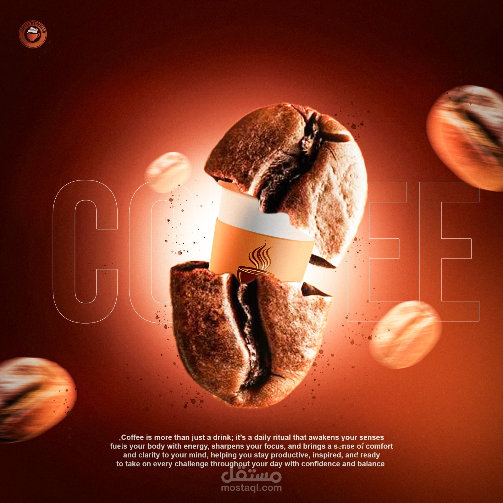 تصاميم سوشيال ميديا إبداعية لمنتجات القهوة