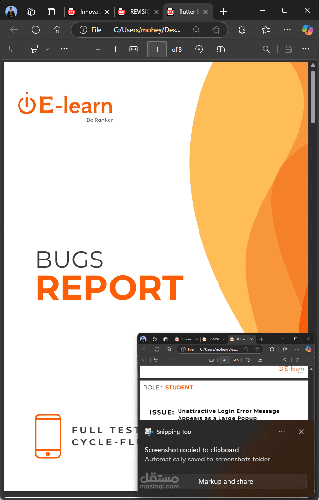 report on testing website - flutter app for mobiles and tablets