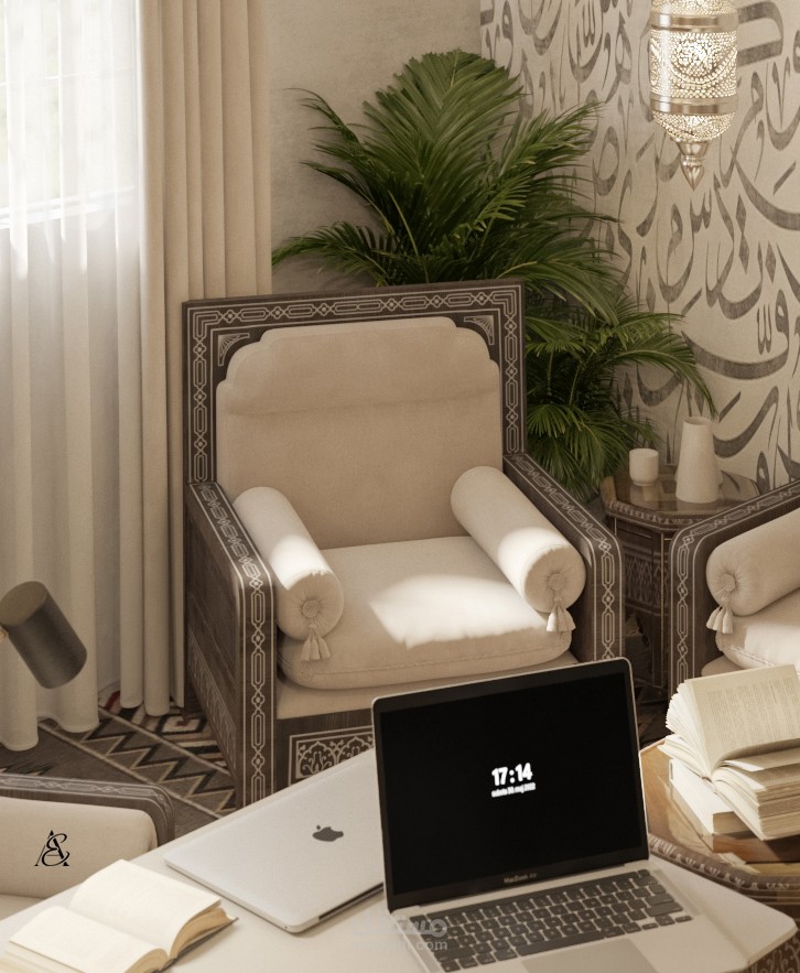تصميم داخلي لغرفة المكتبه