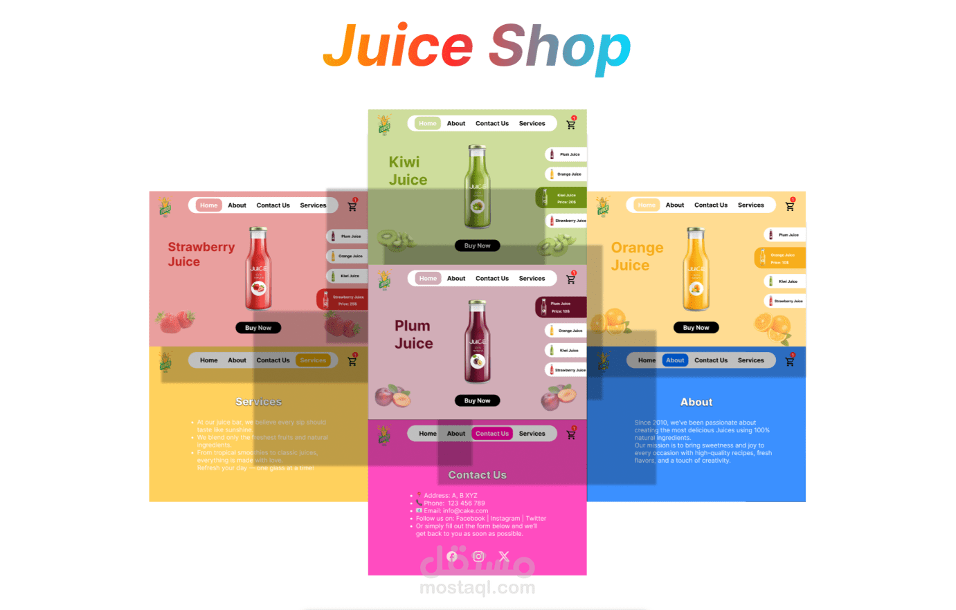 تصميم واجهة تطبيق عصائر احترافية جذابة (UI/UX Design)