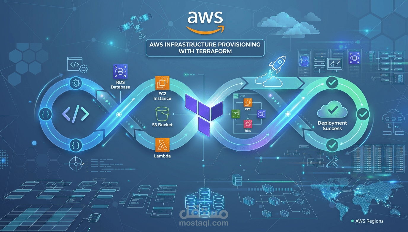 عمل Infrastructure كامل على AWS باستخدام Terraform تلقائيا