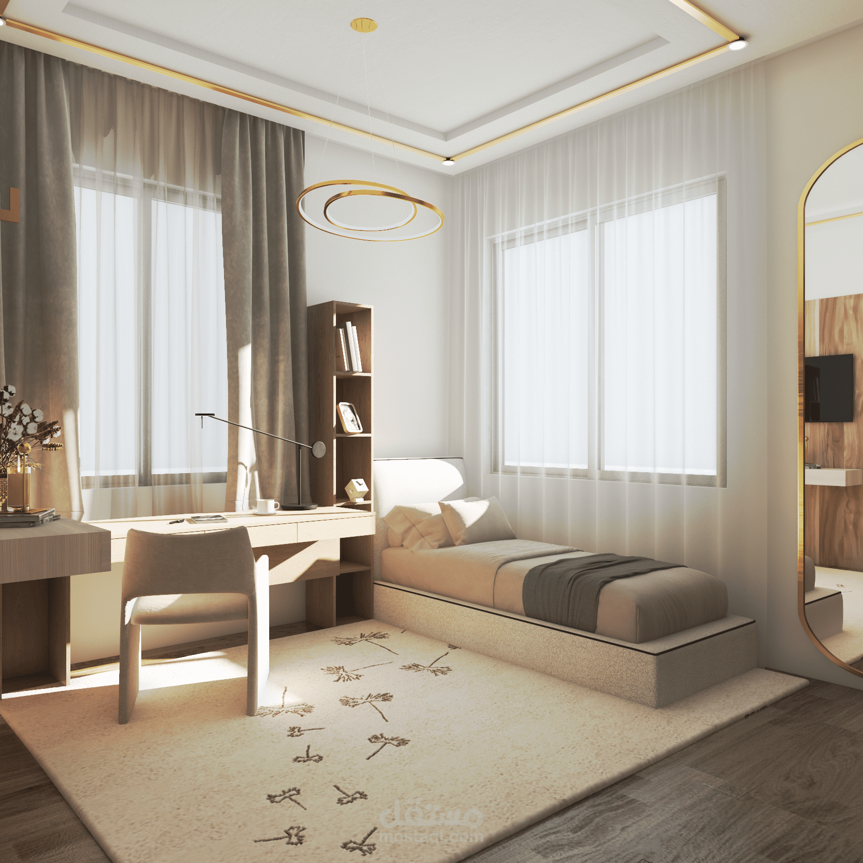 تصميم غرفة نوم مع حمام