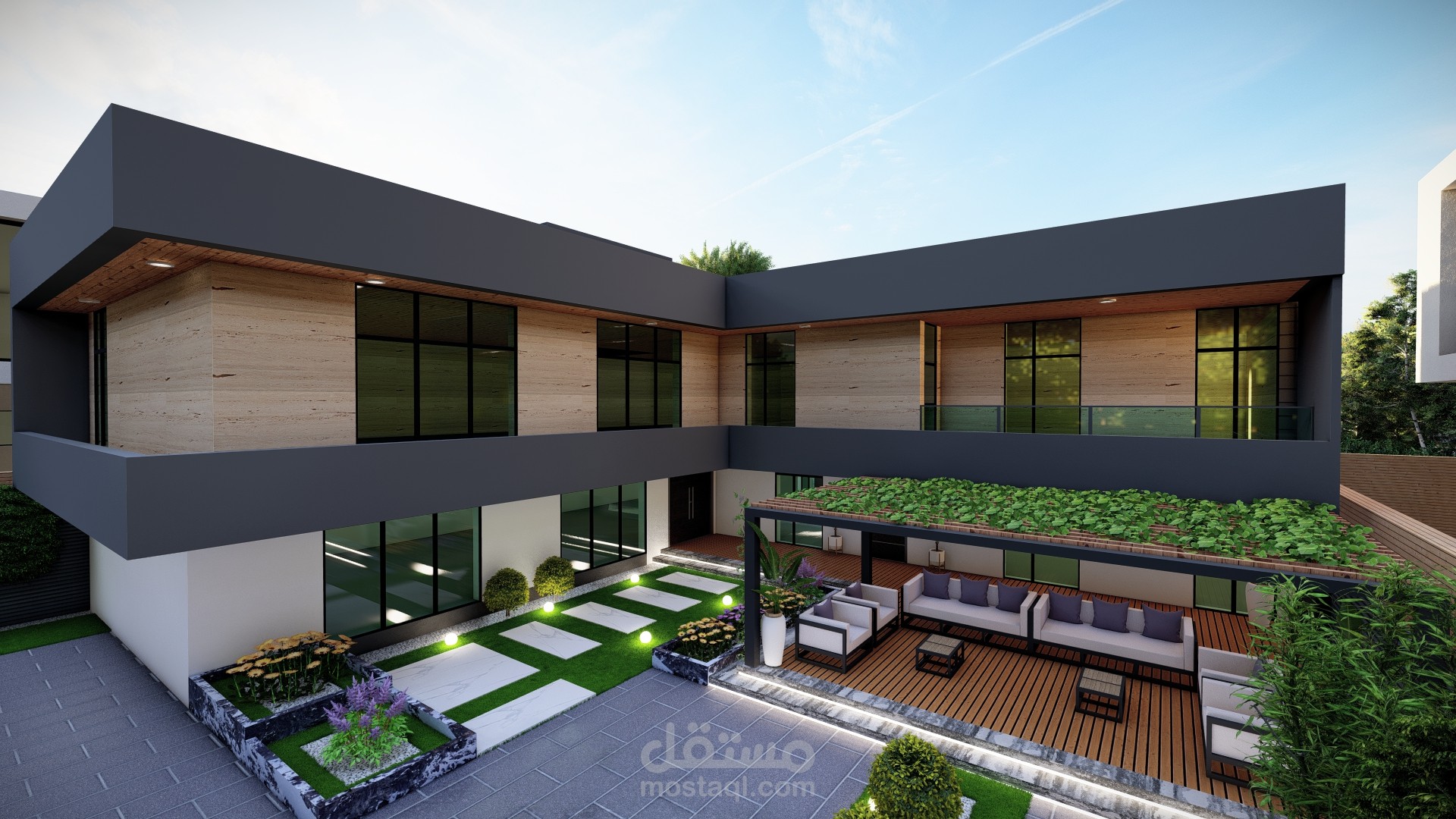 تصميم فيلا بطابع حديث(modern)في المملكة العربية السعودية