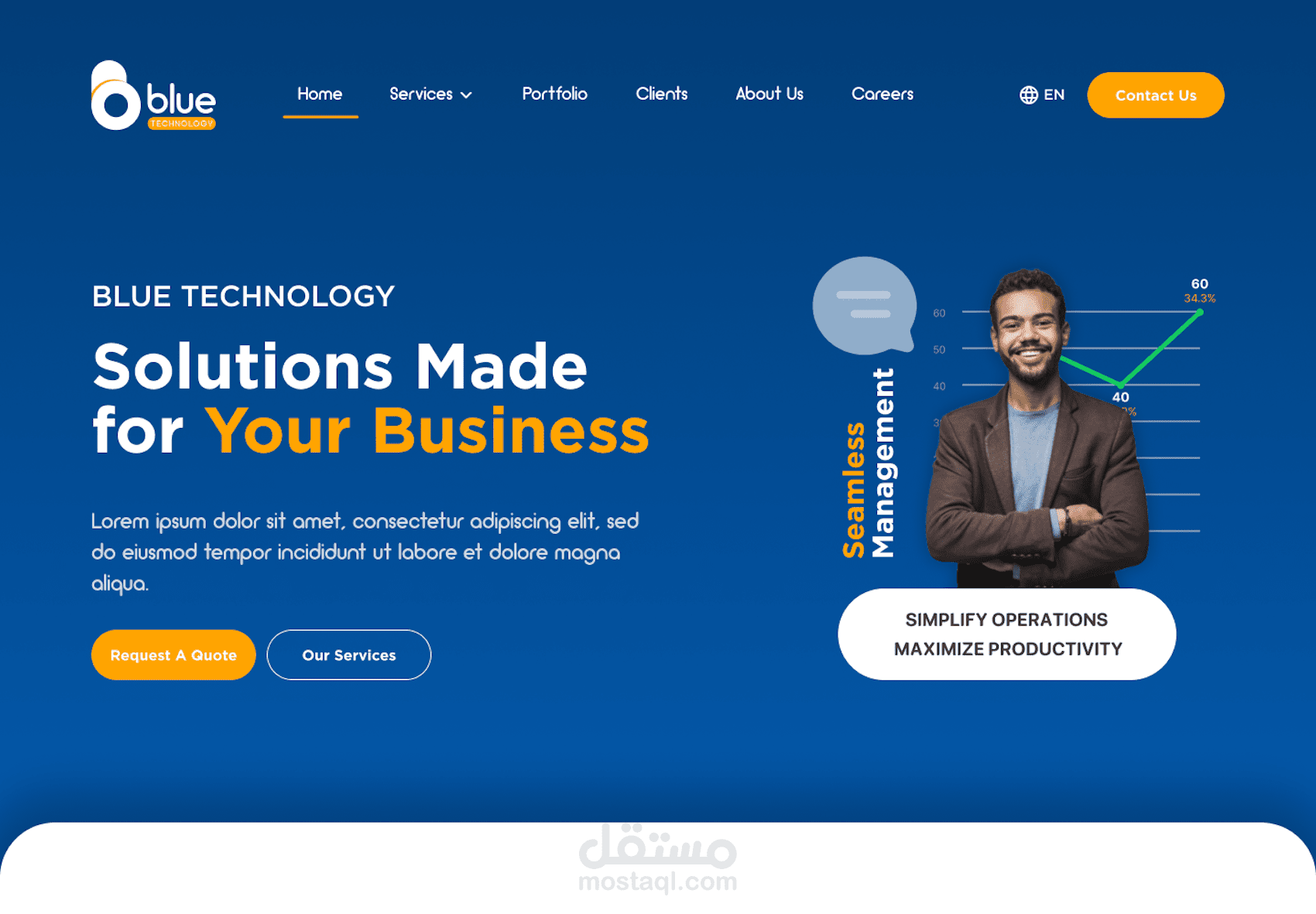 إعادة تصميم موقع — Blue Technology | دراسة حالة UX