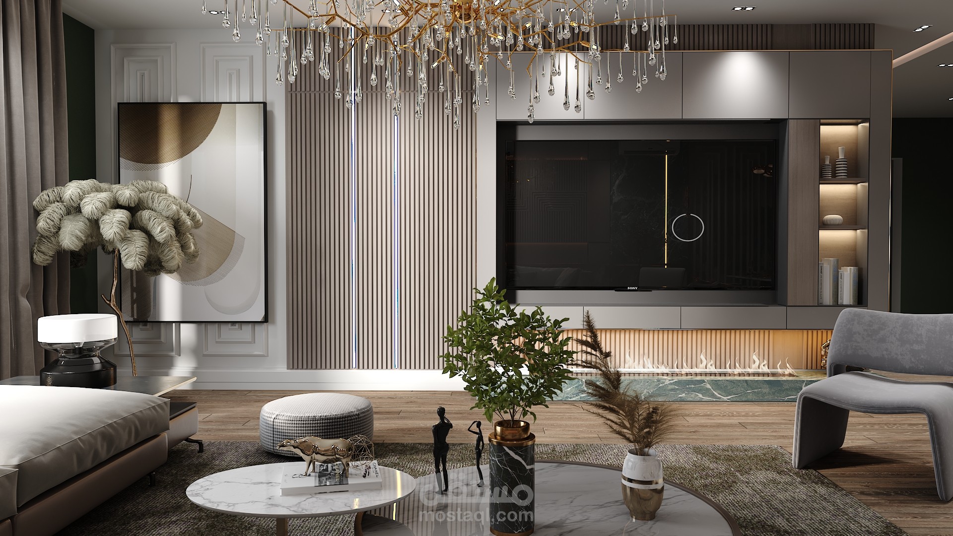 تصميم صالة معيشة وطعام