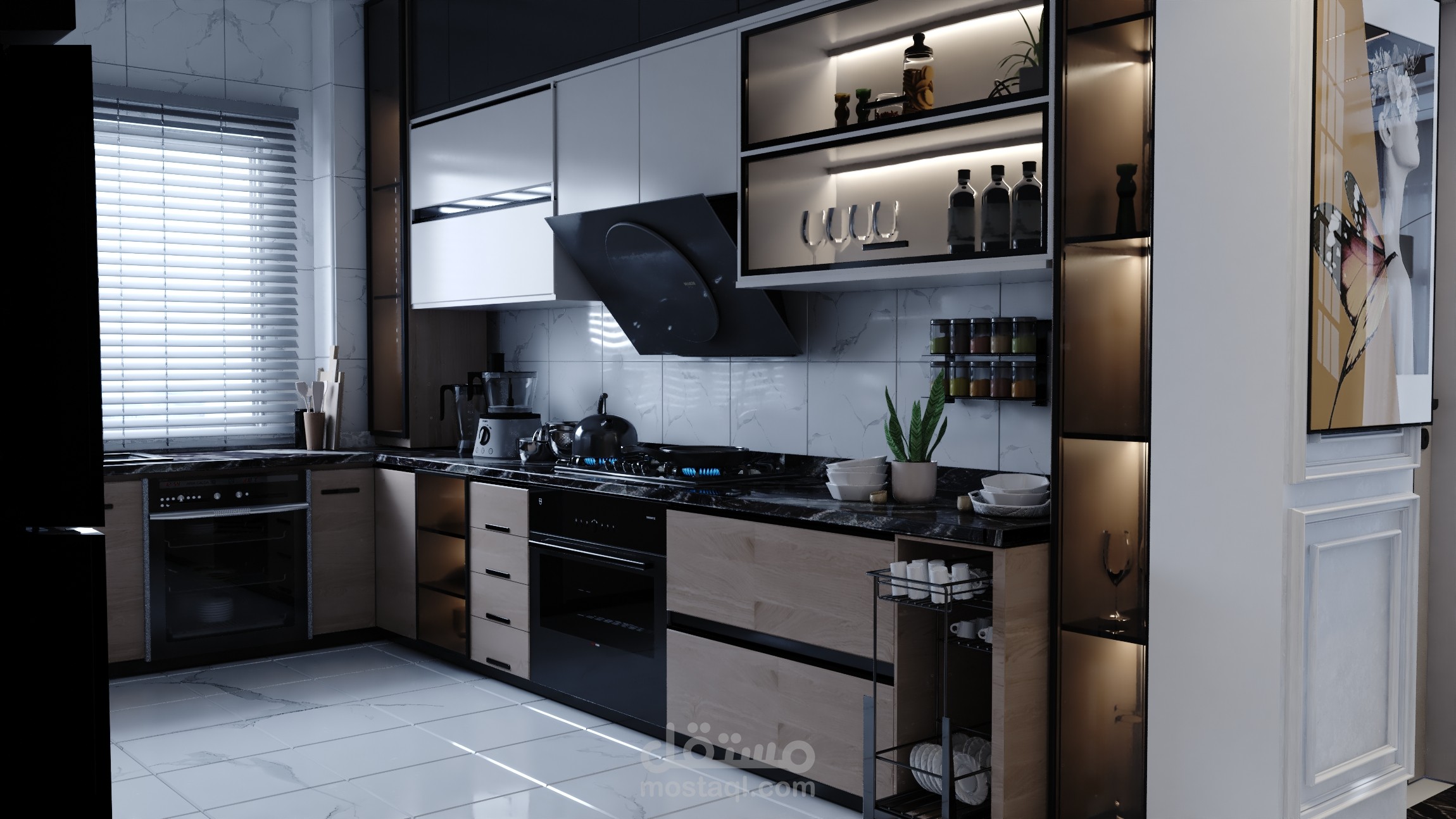 تصميم مطبخ مودرن مفتوح