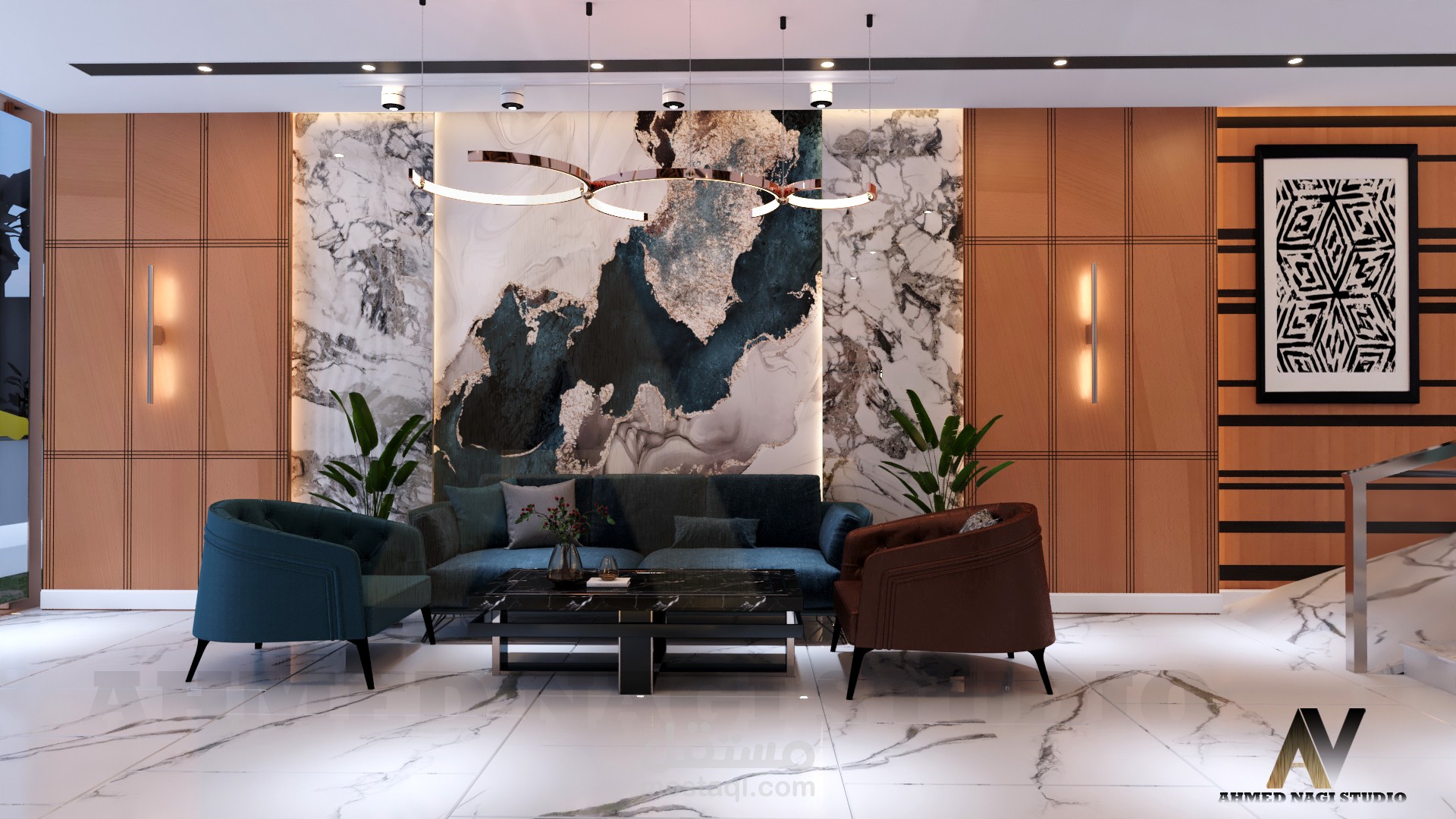 تصميم لوبى فندق مودرن بالمدينة المنوره