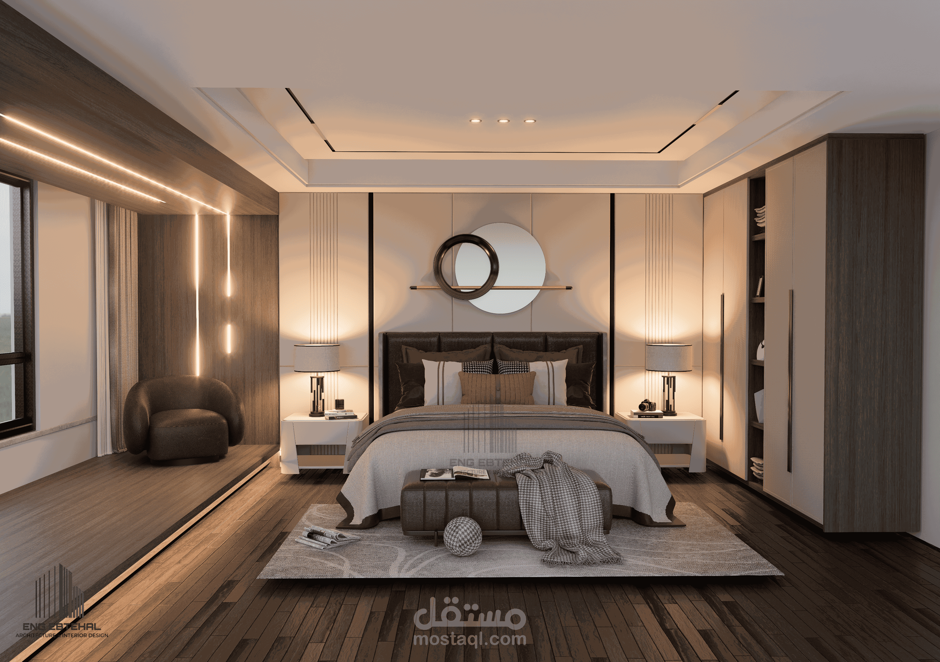 غرفة نوم بتصميم عصري أنيق