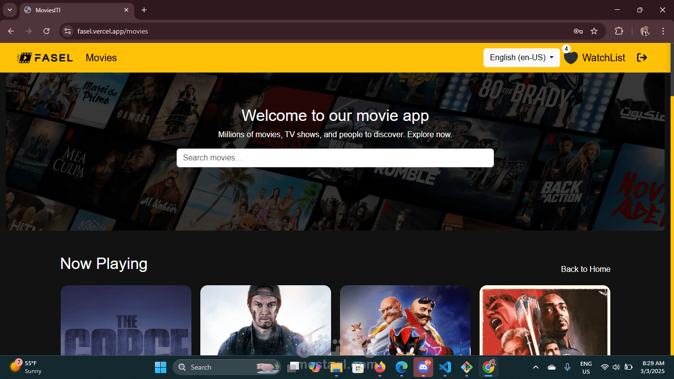 ويب سايت لعرض الافلام و اضافتها الي المفضلات